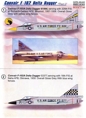Print Scale Decals 1/48 CONVAIR F-102 DELTA DAGGER Jet Fighter Part 2