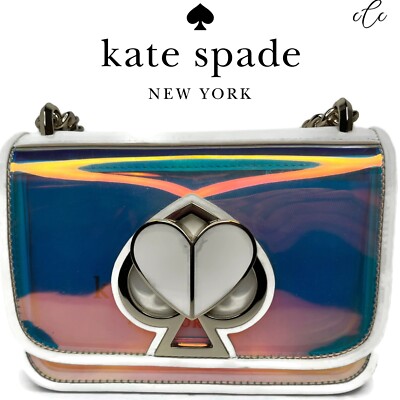 Kate Spade Nicola Chain Bag Iridescent Opticwhite Heart Kate Spade Nicola Chain Bag Iridescent Opticwhite Heart