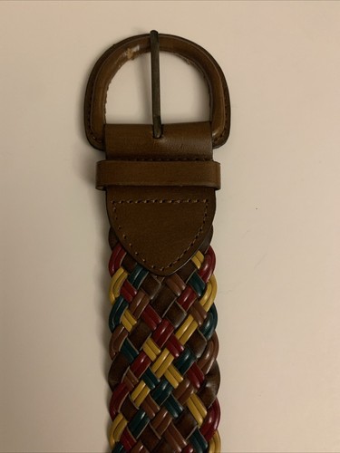 Aldo Colorful Braided Belt Genuine Leather Women's Size Large 38” - Picture 5 of 13