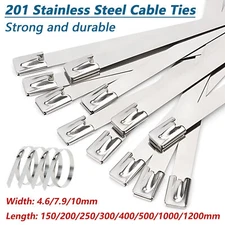 201 Stainless Steel Strong Marine Grade Metal Cable Ties Zip Tie Wraps Exhaust