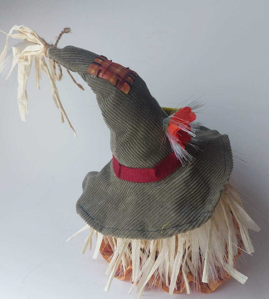 Fiber Optic Light Up Battery Operated Scarecrow Head Halloween Decor