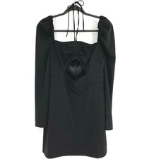 Lovers + Friends Dress Size Medium Womens Black Cutout Mini Long Sleeve Halter