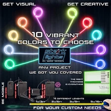 Neon LED Light Glow EL Wire + Control String Strip Rope Tube Decor - 1.3mm Thick