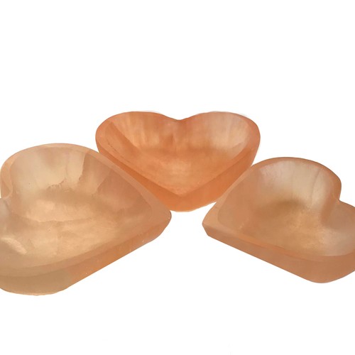 XL Selenite "Charging" Bowl Heart Peach Crystal Stone Reiki CHARGED Healing Clea - Picture 5 of 8
