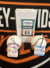Family Fun, Gender Reveal, Two Baseballs, Pink and Blue