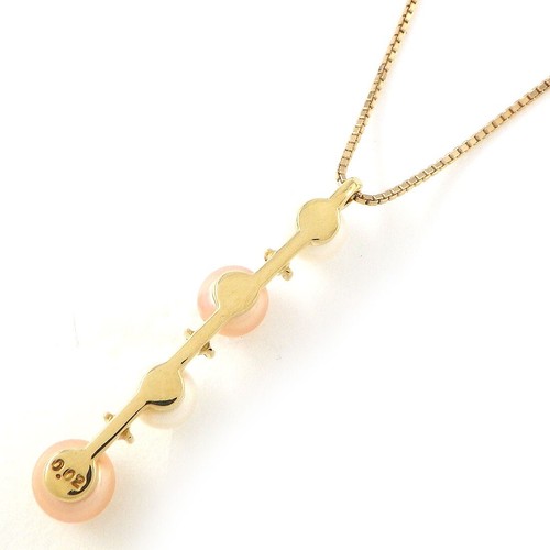 TASAKI Necklace 2 color Pearl 3 Point Diamond 750(18K) Yellow Gold - Picture 2 of 9
