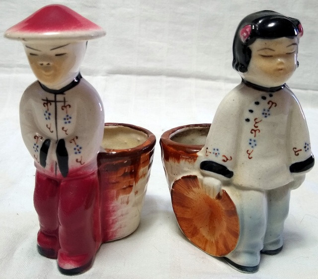 OCCUPIED JAPAN PLANTERS Oriental Couple COLORFUL Marked