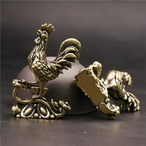 Portachiavi pendente scrivania statuine decorative gallo massiccio vintage ottone. - Foto 3 di 24
