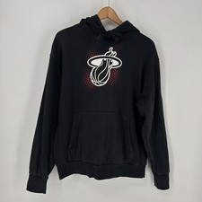 Miami Heat Hoodie Mens Large Black Nike Fleece Sweatshirt NBA Basketball Logo