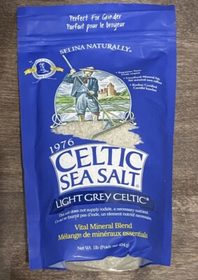 Light Grey Coarse Celtic Sea Salt 1 lb Resealable Bag Selina Naturally Mineral