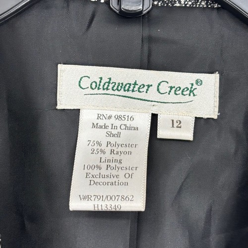 Coldwater Creek Womens Size 12 Vintage Blazer Jacket Black White Boucle Paisley - Picture 4 of 8