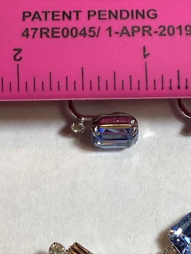 VINTAGE SIGNED VAN DELL STERLING EMERALD CUT BLUE STONES LAVALIER NECKLACE SET - Picture 22 of 23