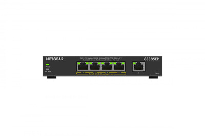 Netgear Switch Ethernet 5 Porte Gigabit Unmanaged Gs305, Hub Di Rete Domestica, Switch Gigabit Per Ufficio, Montaggio Desktop O A Parete, Nero, ‎9.4 x 10.1 x 2.9 cm; 250 grammi