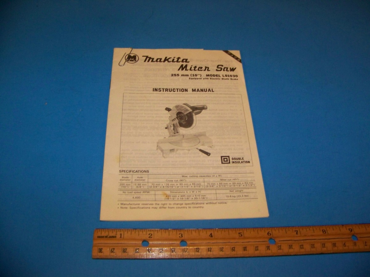 Makita Miter Saw Instruction Manual 255mm (10