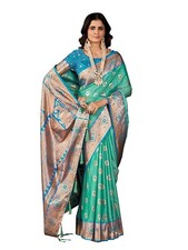 Women's Cotton Banarasi Silk Saree With Unstitched Blouse Piece