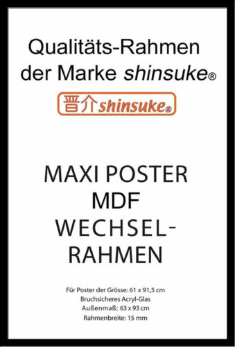 Cadre Shinsuke® pour affiche, modèle 2019 MDF/verre acrylique, 61x91,5cm, noir - Photo 1/1