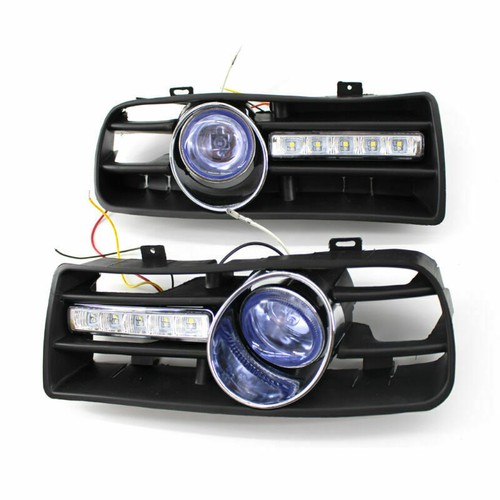 for VW for Golf MK4 1997-2004 Front Bumper Grill Blue Fog Light Grille DRL Lamp
