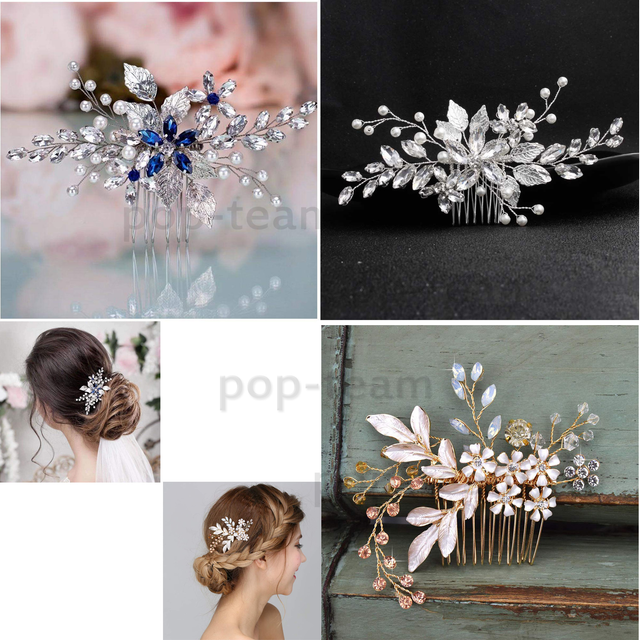 Leaf Gold Pearl Bridal Bride Crystal Headpieces Hair Accessories