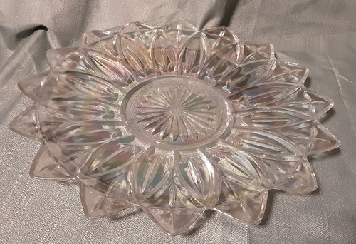 Federal Clear Glass Iridescent Carnival Vintage Flower Petal Bowl - Picture 2 of 10