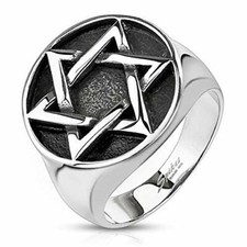 Ring Gross Chevaliere Man Stainless Steel Star Cross David Cheap 8056