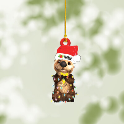 Otter Ornament For Christmas Holiday Decor, Cute Otter Flat Ornament Gift