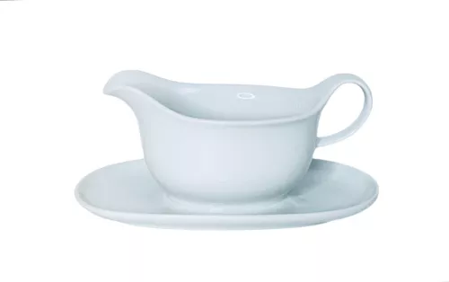 Hutschenreuther ARZBERG WHITE SHAPE 1382 Gravy Boat & Attached Underplate