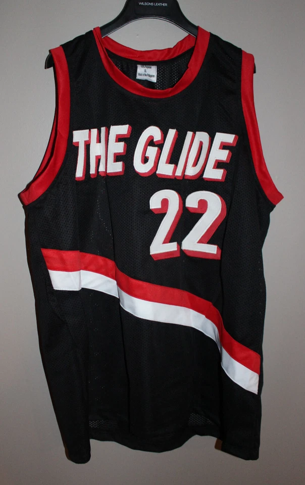 TRAILBLAZERS CLYDE DREXLER AUTOGRAPHED BLACK JERSEY THE GLIDE JSA XL - Image 2 of 4