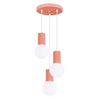 HäNgelampe KüChe 3-Flammig Pfirsich Aluminium Glas L:25 Cm G9 Pendelleuchte