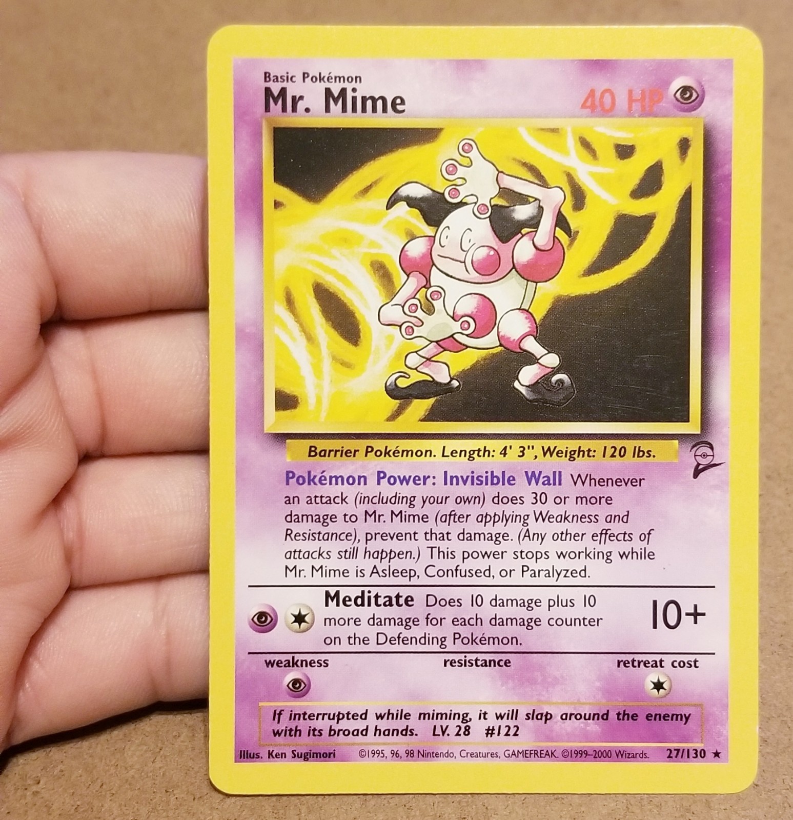 Pokemon TCG Mr. Mime 27/130 ☆ Rare Base Set 2 Vintage LP