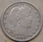 1893-S Barber Quarter 25c F Old Cleaning as Pictured L3-1