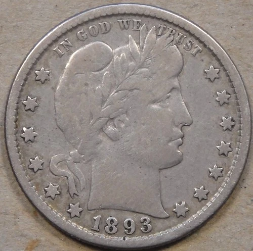1893-S Barber Quarter 25c F Old Cleaning as Pictured L3-1
