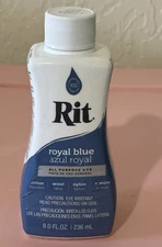 Rit Purpose Liquid Dye, 8 Oz, Royal Blue Fabric Dye Cotton Linen Rayon Silk Wool