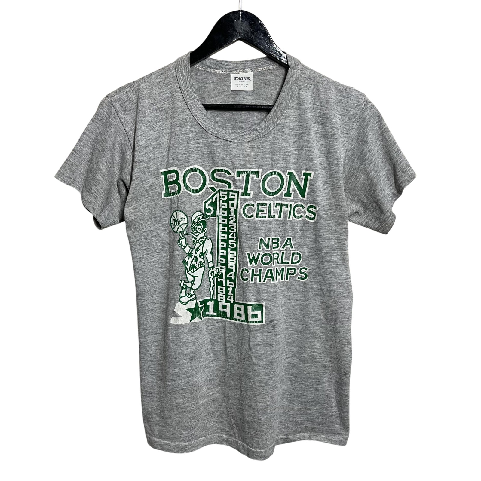 Vintage Boston Celtics Shirt Mens Large Gray NBA Basketball Starter 1986 80s