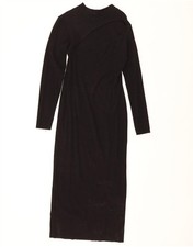 ZARA Womens Long Sleeve Maxi Dress UK 14 Large Black Cotton DS03
