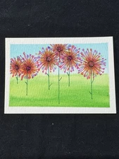 ACEO Original Watercolor Mini Painting Of Abstract Flowers