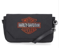 Harley Davidson Women's Bar & Shield Rhinestone Wallet Hip Bag Black MHW165/08