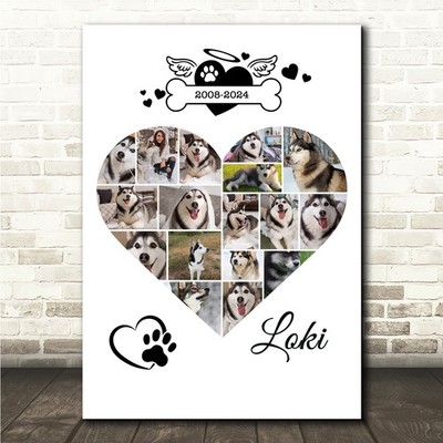Fotocollage Haustiere Gedenkgeschenk für jedermann 17-Foto Hundeknochen Druck oder Leinwand
