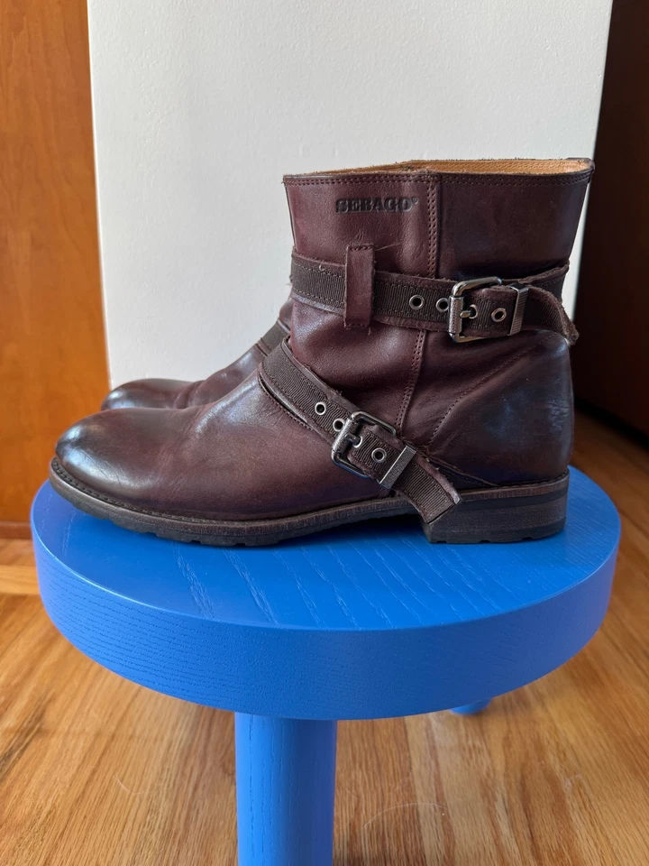 Sebago Laney arnés bota media, cuero rojo-marrón con hebillas, muy raro Foto 4 de 4
