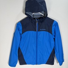 Columbia Jacket Boys Sz S Blue Glennaker Windbreaker Full Zip Hooded