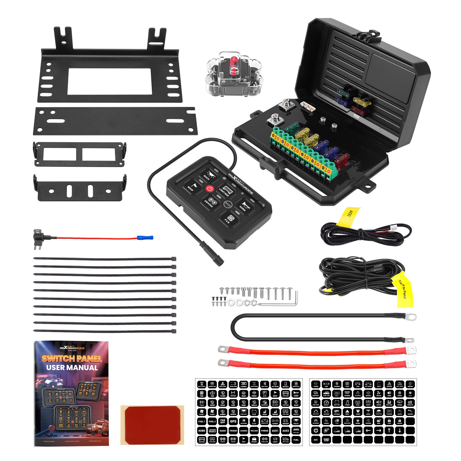 Touch Switch Panel Universal For Off-Road ATV Truck Boat 6 Gang RGB 60A 12V-24V