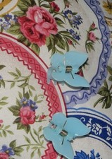 2pc Blue Butterfly Mini Claw Hair Clips Plastic/Metal Spring Clasp Solid