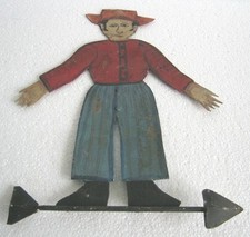 ANTIQUE OLD RARE UNUSUAL MAN WEATHERVANE HAND...