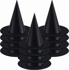 12PCS Halloween Black Witch Hats Costume Party Decorations for Kids Adults