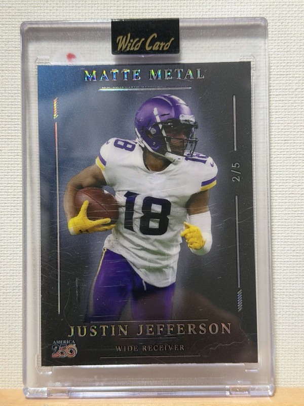 2026 Wild Card Matte Metal Blue Dark America 250 Justin Jefferson Vikings 2/5