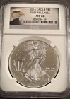 2014 SILVER EAGLE " FIRST RELEASES " ** NGC MS 70 ** (7610)