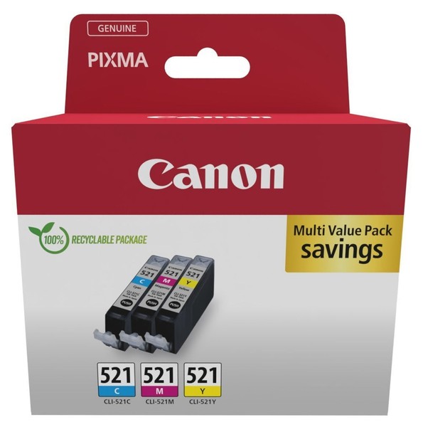 Canon CLI-521 C/M/Y Multipack Originale Druckerpatronen Cyan, Magenta, Gelb-image