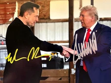 AMAZING! Donald TRUMP & Elon MUSK Signed 8x10" MAGA  Authentic Autographs w/COA