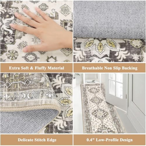 Alfombra de corredor vintage 2x6, alfombra de área envejecida de granja, alfombra lavable corredor, - Imagen 3 de 7