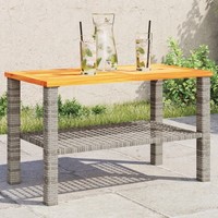 Gartentisch Grau 70X38X42 Cm Poly Rattan Akazienholz