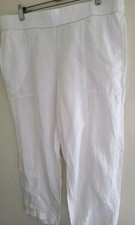 Eileen Fisher Pants Womens Size Medium White Organic Linen Seamed Crop Pull-on
